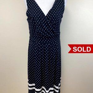 Land's End Womens 3X Mock-wrap Dress in Black & White